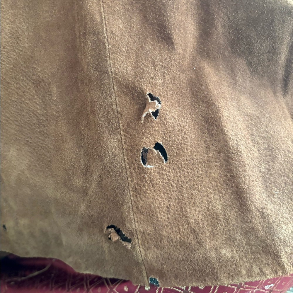 Wilsons Leather Brown Suede Faux Fur Trim Long Coat NWT - Picture 6 of 6
